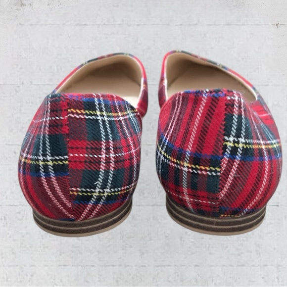 Isaac Mizrahi New York Amaya D'orsay Flat in Red Tartan Plaid Flats Size 9 1/2 - Picture 5 of 10
